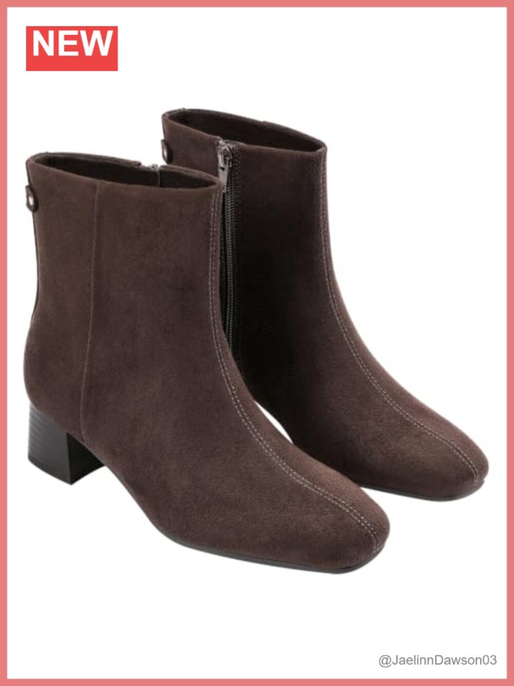 Women's Wide Width Ankle Boots Square Toe Low Chunky Block Heel Faux Suede